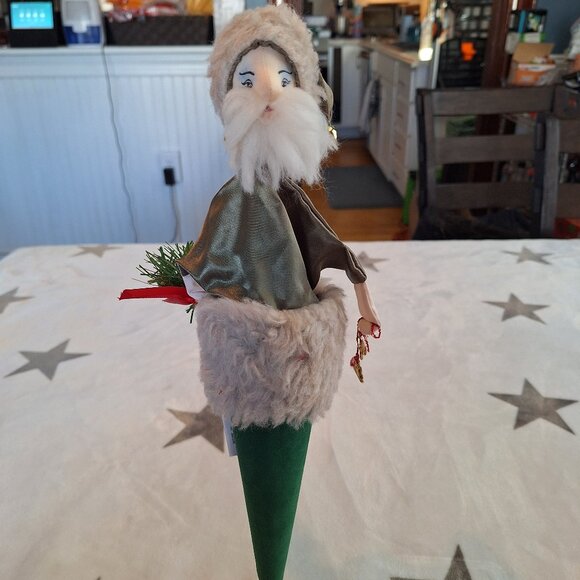 Fire Robin Christmas Cone Puppet Elf Santa Green Velvet Lobster 16" Vermont Made - Picture 1 of 12